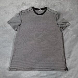 Barneys New York Striped T Shirt Mens Large Cotton Stretch White/Black